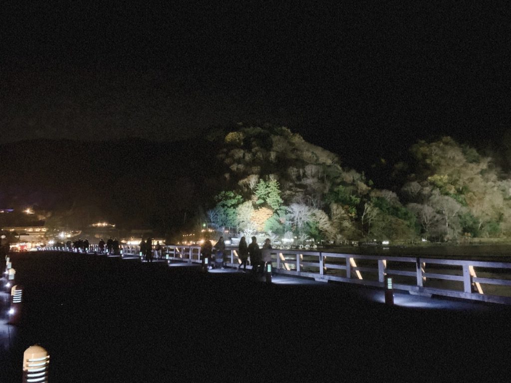 京都　嵐山花灯路 見どころ　渡月橋ライトアップ